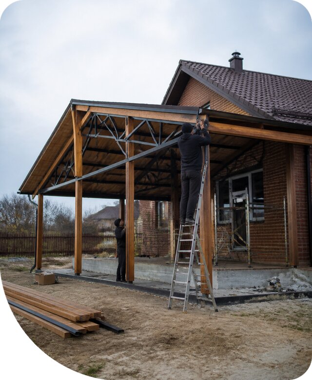 Пристройка навеса к дому и участку в Белореченске под ключ